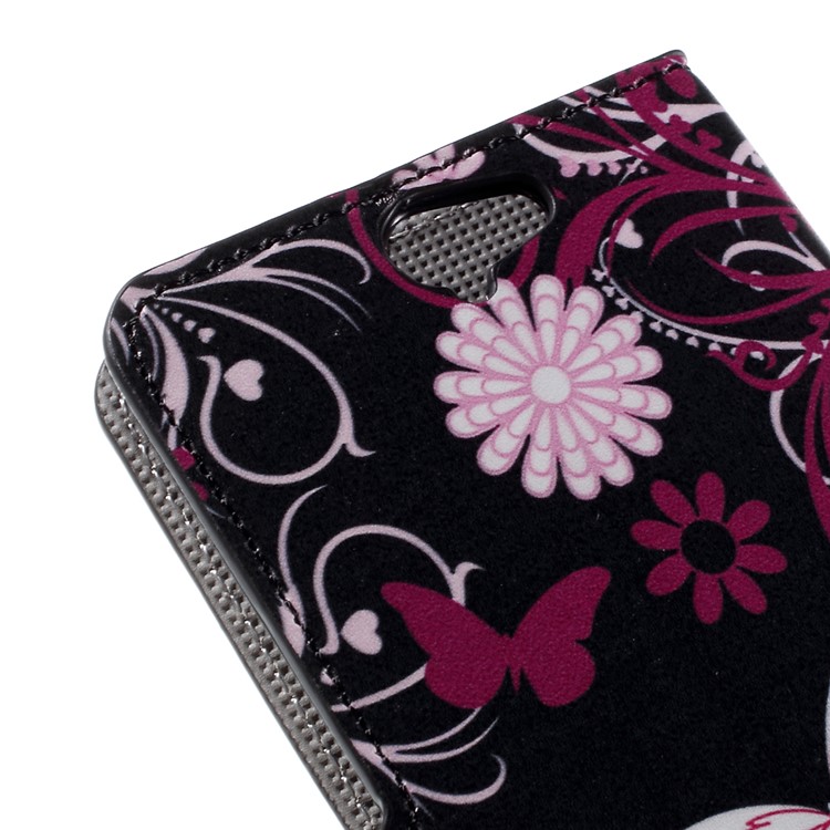 Wallet Leather Stand Cover for HTC One A9 - Butterfly Flowers-17