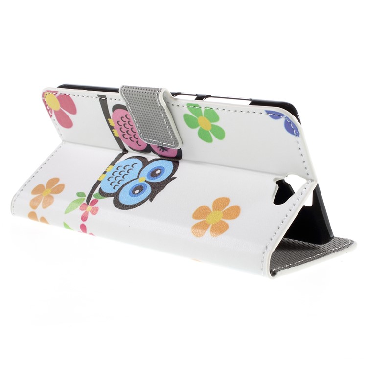 Leather Magnetic Cover with Card Slots for HTC One A9 - Adorable Owls and Flowers-5