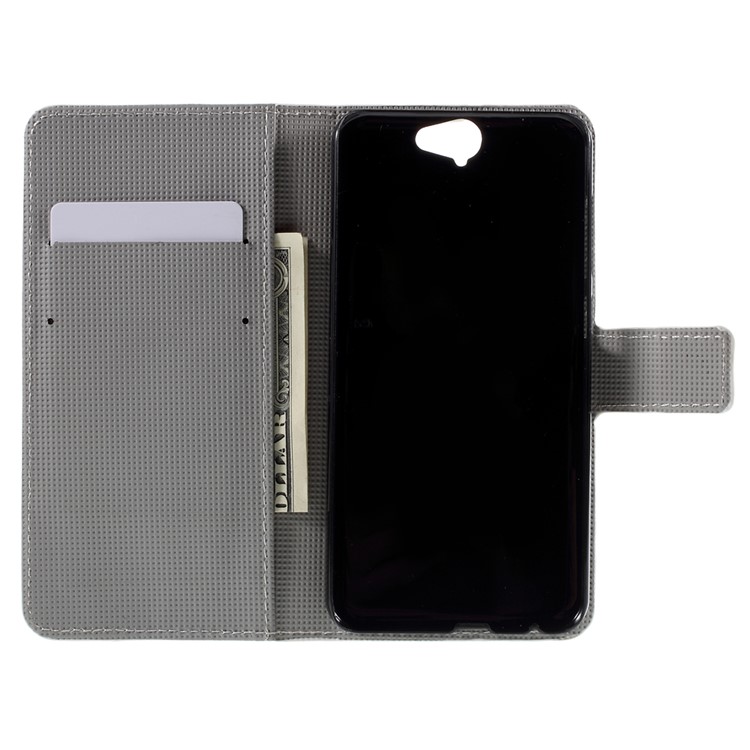 Leather Magnetic Cover with Card Slots for HTC One A9 - Adorable Owls and Flowers-6
