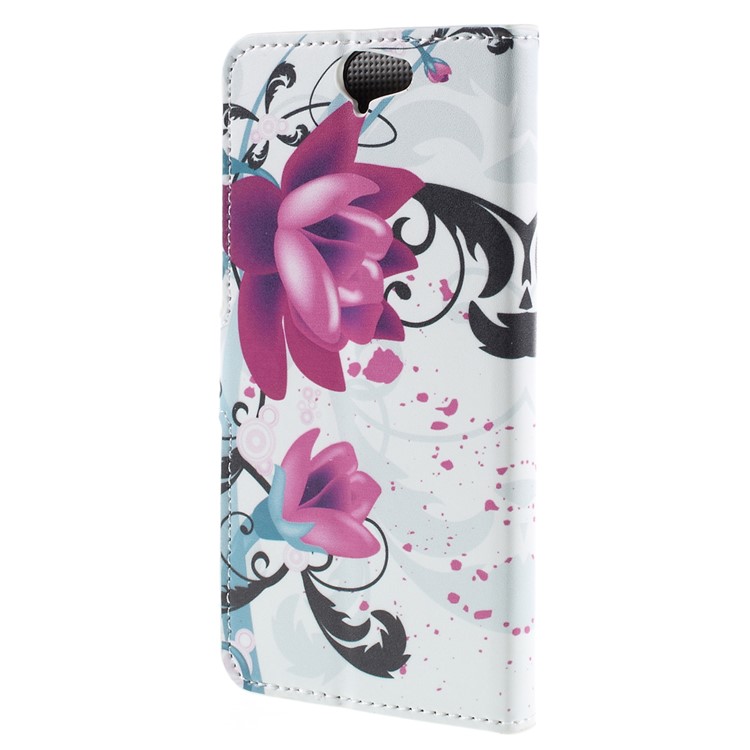 Wallet Leather Phone Case for HTC One A9 - Purple Flowers-3