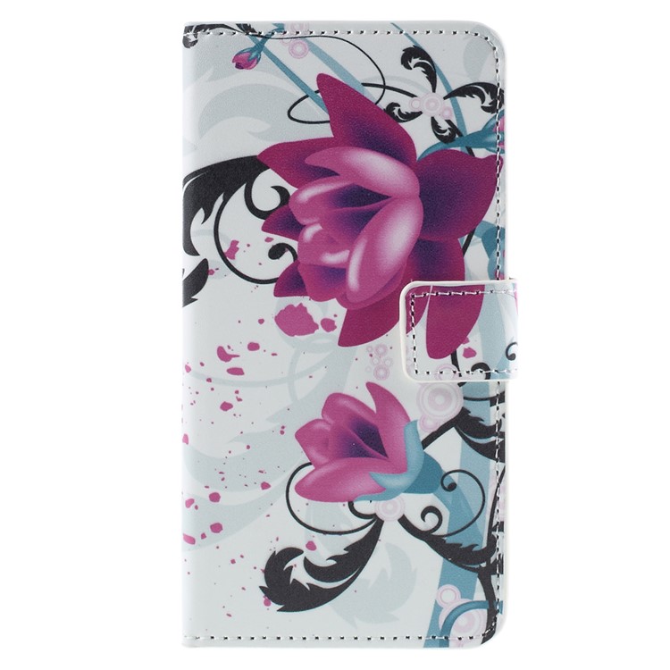 Wallet Leather Phone Case for HTC One A9 - Purple Flowers-5