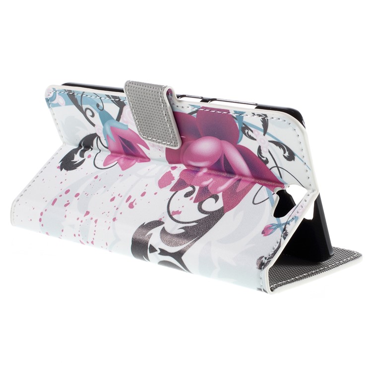 Wallet Leather Phone Case for HTC One A9 - Purple Flowers-9