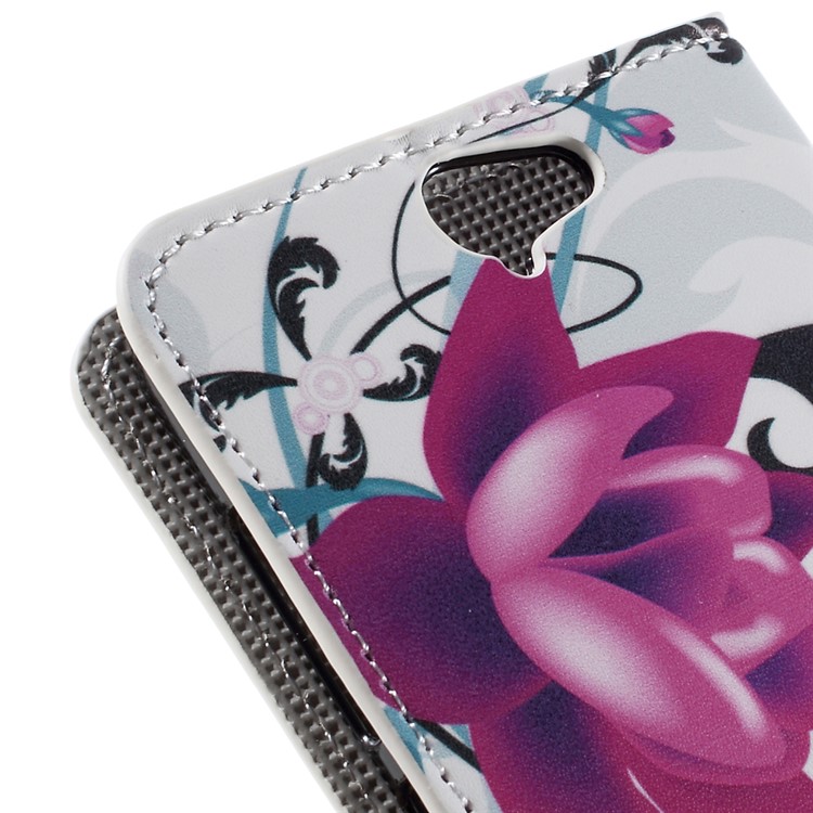 Wallet Leather Phone Case for HTC One A9 - Purple Flowers-17