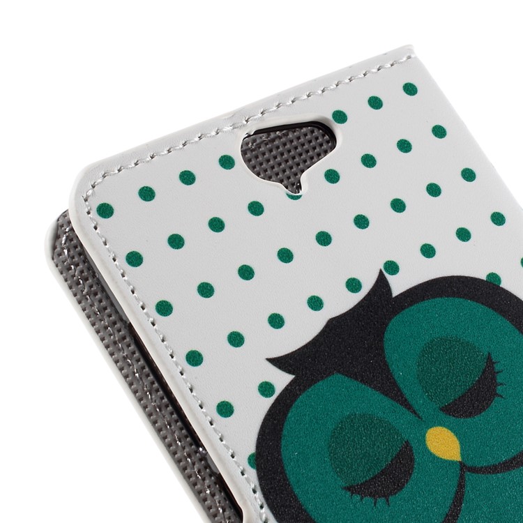 PU Leather Stand Case for HTC One A9 - Sleep Owl on the Branch-17