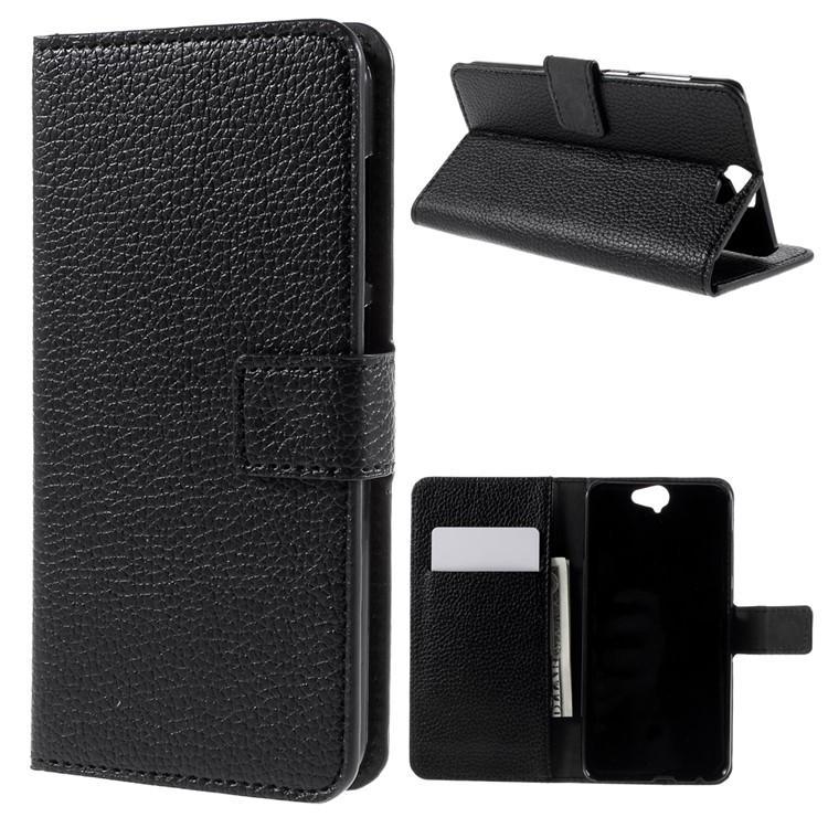 Lychee Texture Wallet Leather Case for HTC One A9 with Stand - Black-1