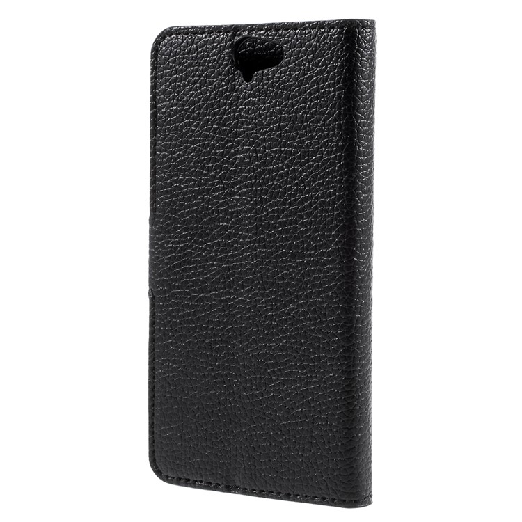 Lychee Texture Wallet Leather Case for HTC One A9 with Stand - Black-2