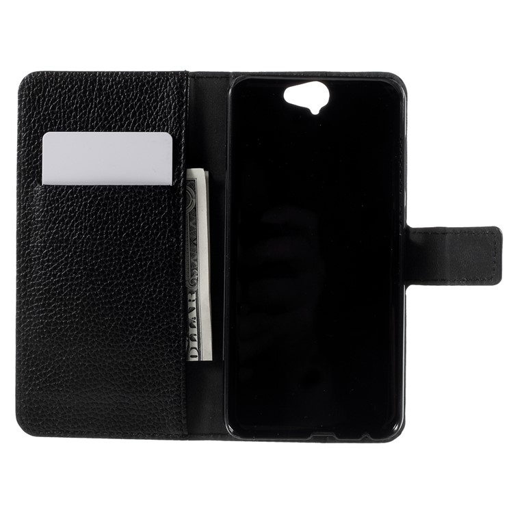 Lychee Texture Wallet Leather Case for HTC One A9 with Stand - Black-6