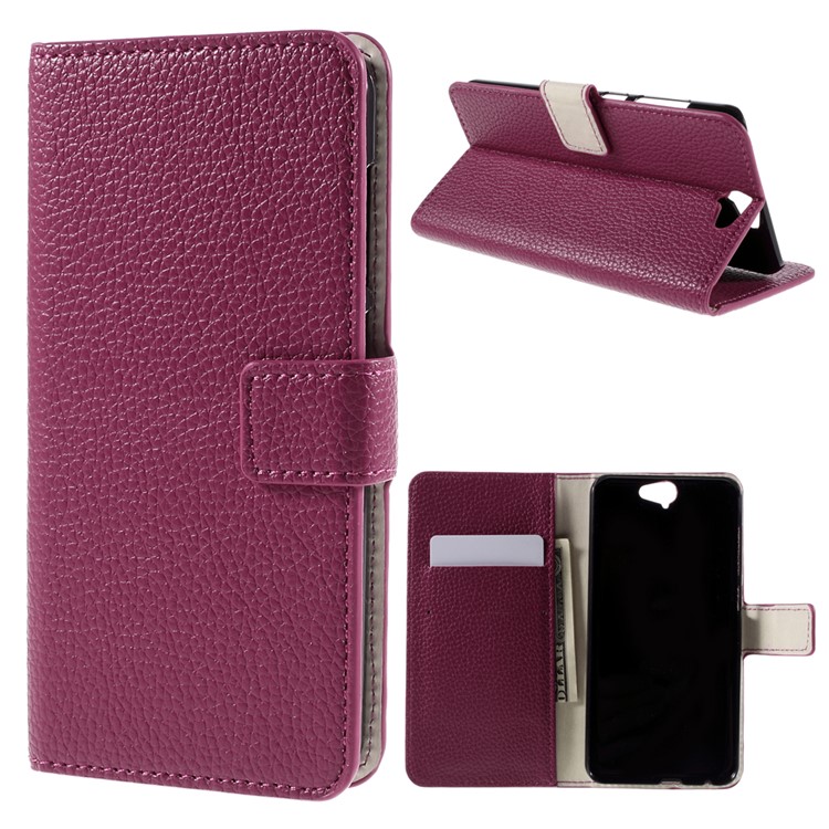 Lychee Texture Wallet Leather Cover for HTC One A9 with Stand - Rose-1