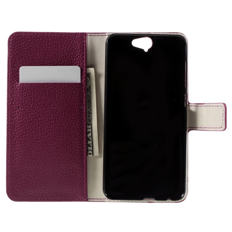 Lychee Texture Wallet Leather Cover for HTC One A9 with Stand - Rose-6