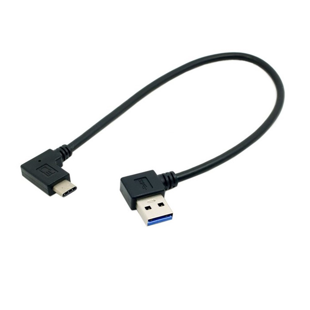 USB Type C Male Connector to 90 Degree Left Angled USB 3.0 Male Data Cable-2