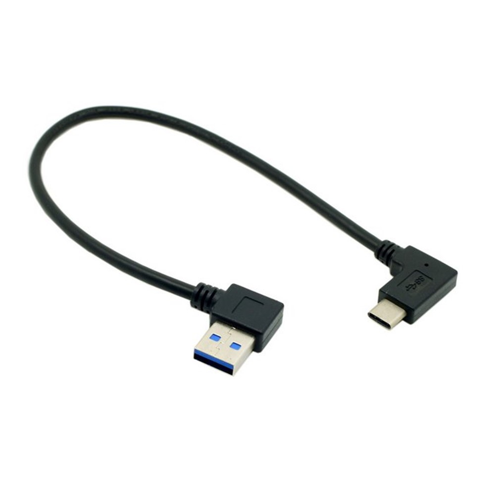 USB Type C Male Connector to 90 Degree Left Angled USB 3.0 Male Data Cable-3