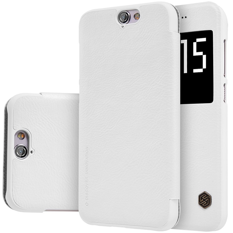 NILLKIN Qin Series Smart View Leather Phone Cover for HTC One A9 - White-6