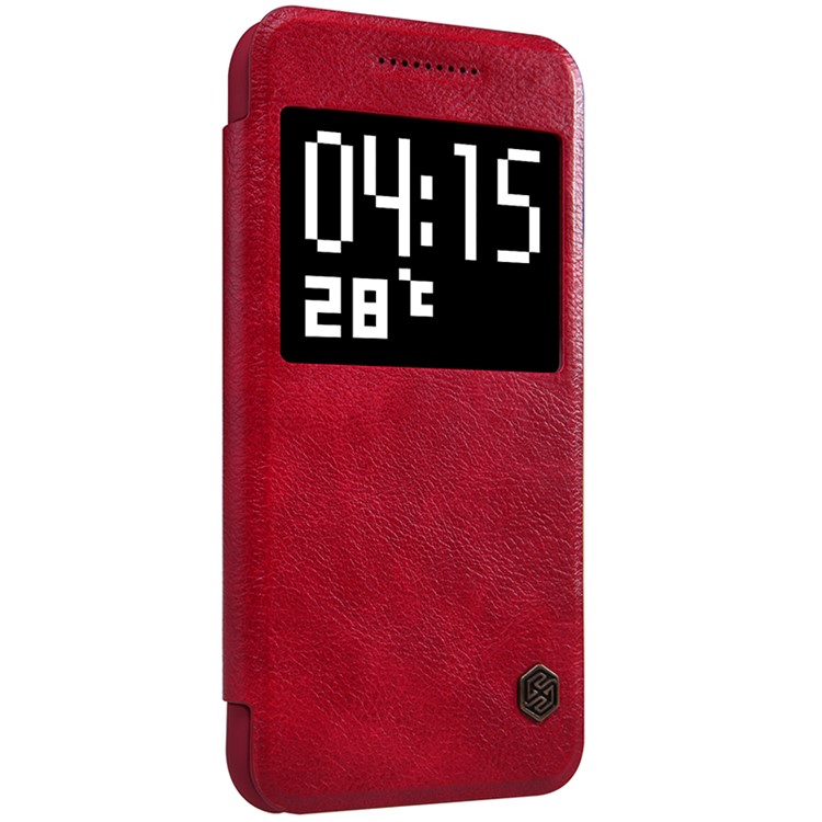 NILLKIN Qin Series Smart View Leather Phone Case for HTC One A9 - Red-5