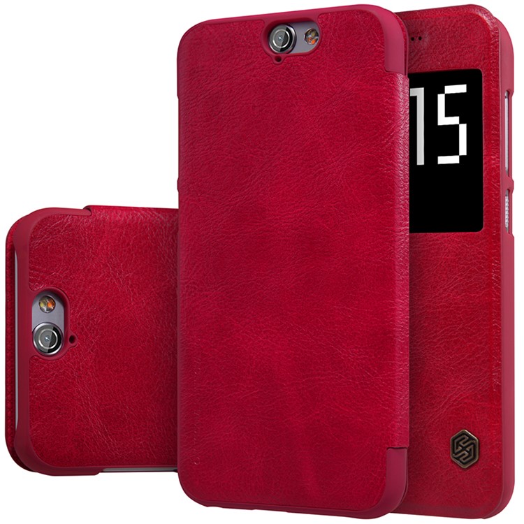 NILLKIN Qin Series Smart View Leather Phone Case for HTC One A9 - Red-6