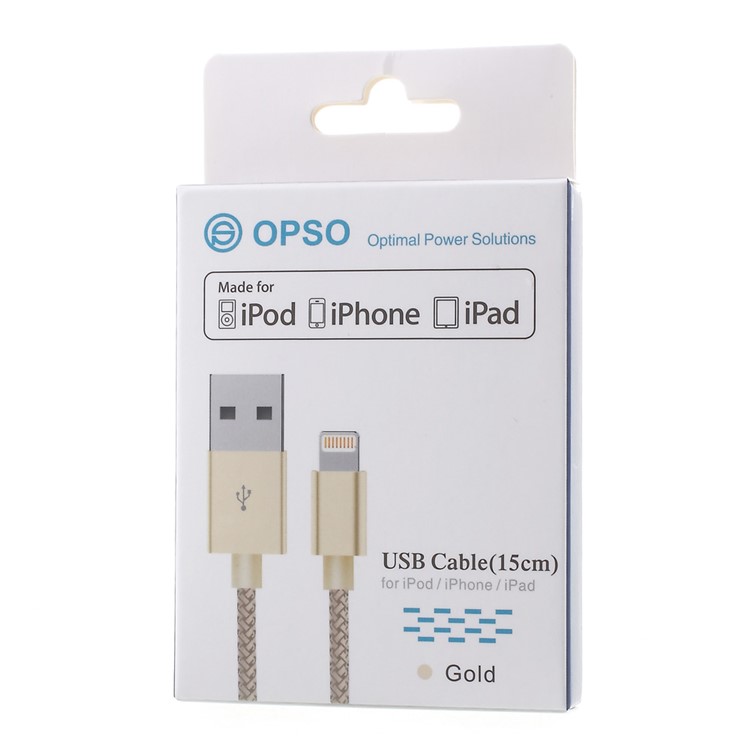 OPSO MFI Certified Lightning 8Pin Sync Charging USB Cable Braided 15CM - Champagne-3