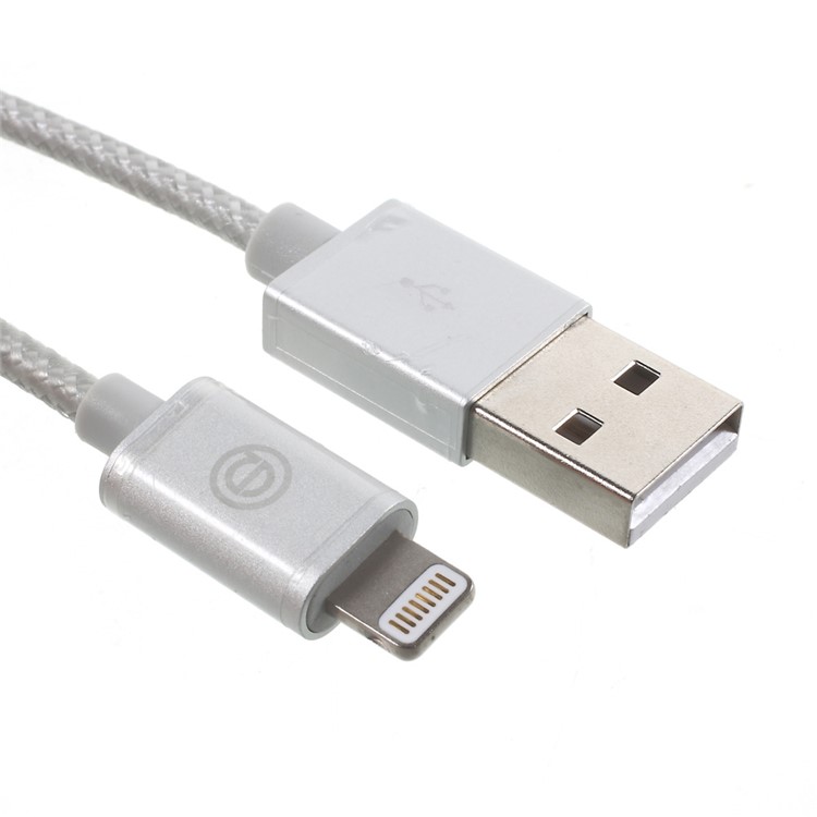 OPSO MFI Certified 1M Lightning 8Pin USB Cable Data Sync Charging Braided - Silver Color-2