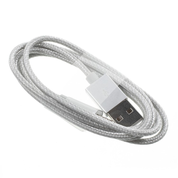 OPSO MFI Certified 1M Lightning 8Pin USB Cable Data Sync Charging Braided - Silver Color-3