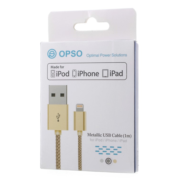 OPSO MFI Certified 1M Lightning 8Pin USB Cable Data Sync Charging Braided - Silver Color-4