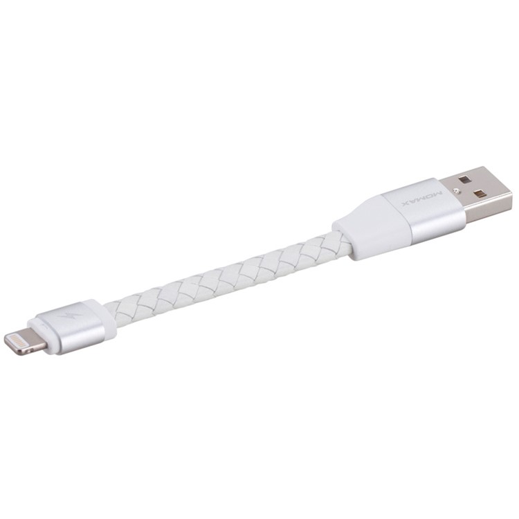 MOMAX MFI Genuine Leather Woven Lightning 8pin Cable Kit for iPhone iPad iPod (11cm+1m) - White-10