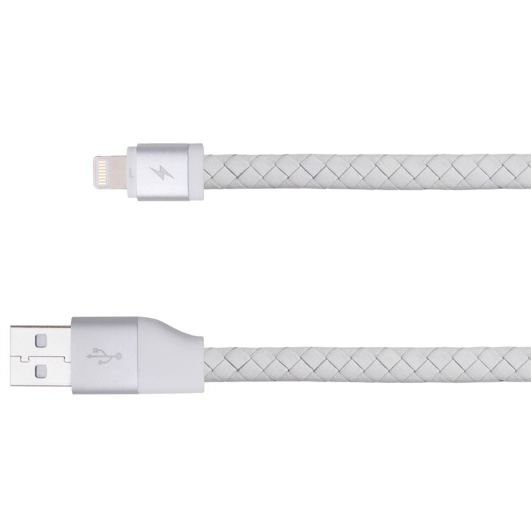 MOMAX MFI Genuine Leather Woven Lightning 8pin Cable Kit for iPhone iPad iPod (11cm+1m) - White-3