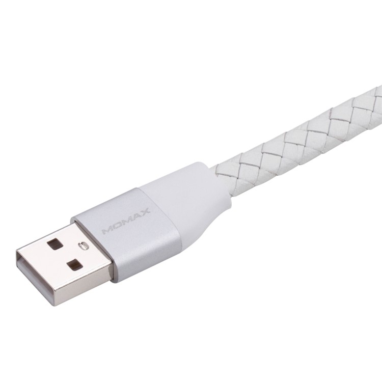 MOMAX MFI Genuine Leather Woven Lightning 8pin Cable Kit for iPhone iPad iPod (11cm+1m) - White-4
