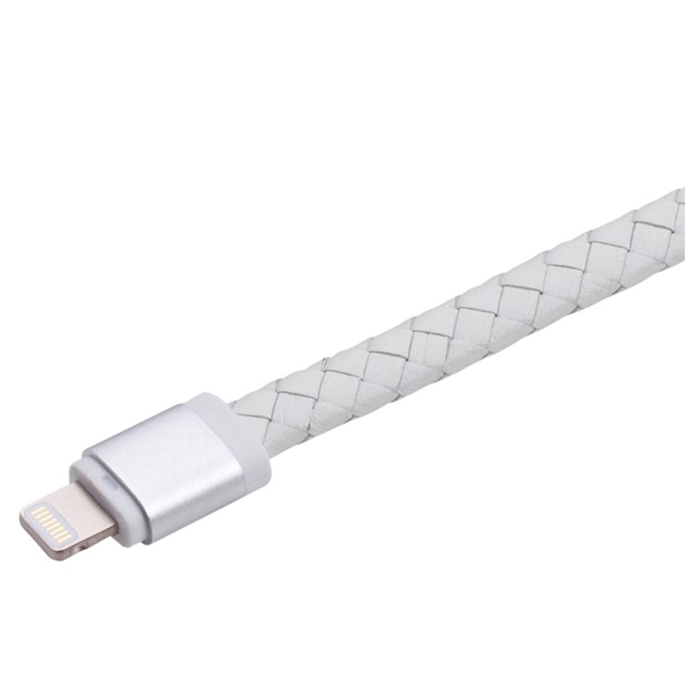 MOMAX MFI Genuine Leather Woven Lightning 8pin Cable Kit for iPhone iPad iPod (11cm+1m) - White-5