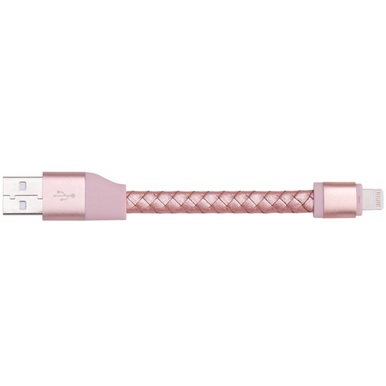 MOMAX MFI Genuine Leather Woven Lightning 8pin Cable Kit for iPhone iPad iPod (11cm+1m) - Rose Gold-7