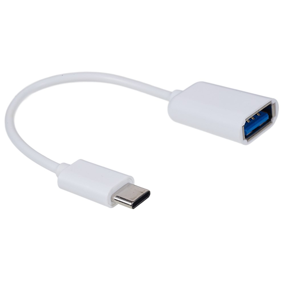 USB 3.1 Type-C Male to USB 2.0 A Female OTG Cord - White-1