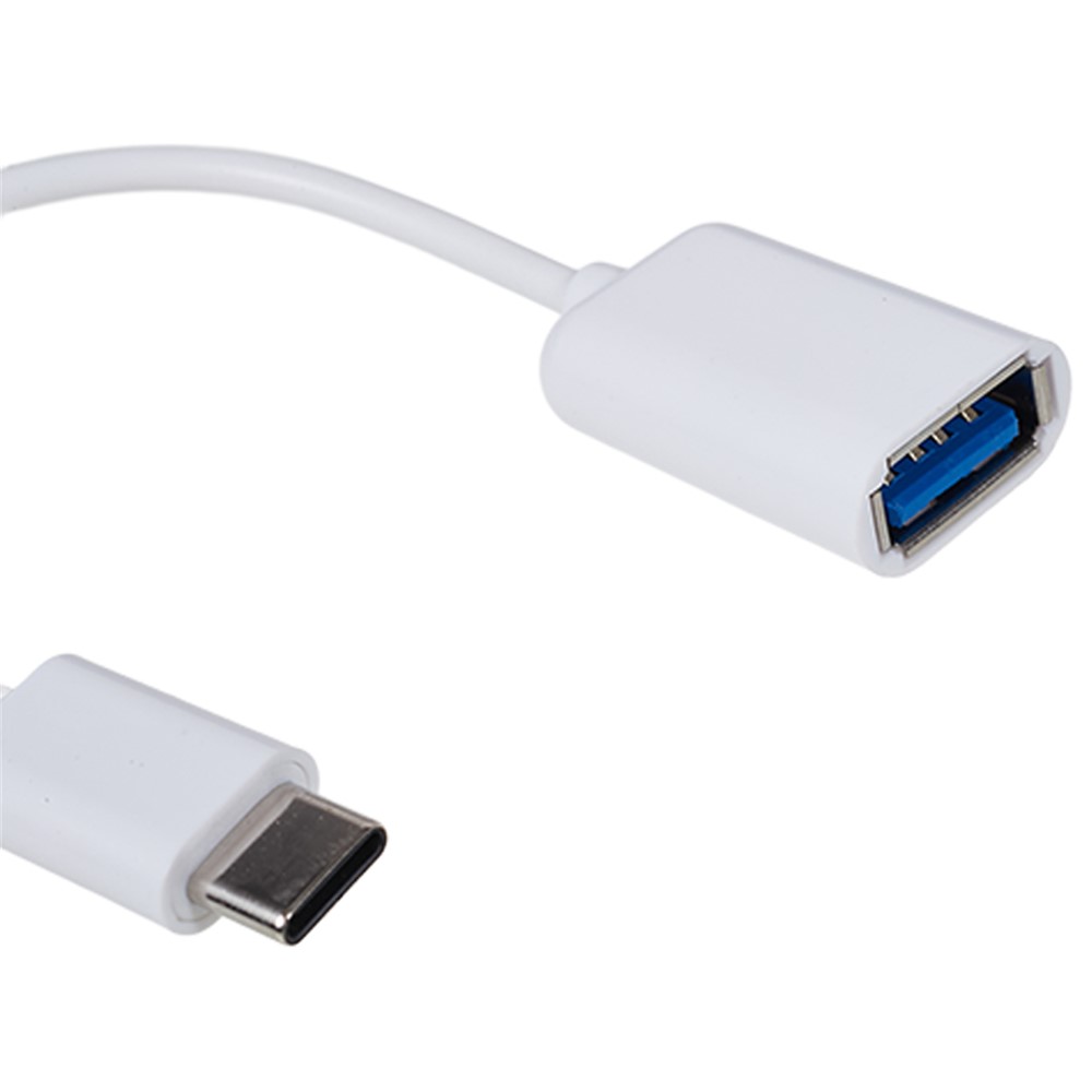 USB 3.1 Type-C Male to USB 2.0 A Female OTG Cord - White-3