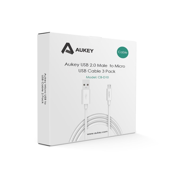 AUKEY 3.9ft 3pcs/set Sync Charge Micro USB Cables for Samsung Huawei CB-D10 - White-5