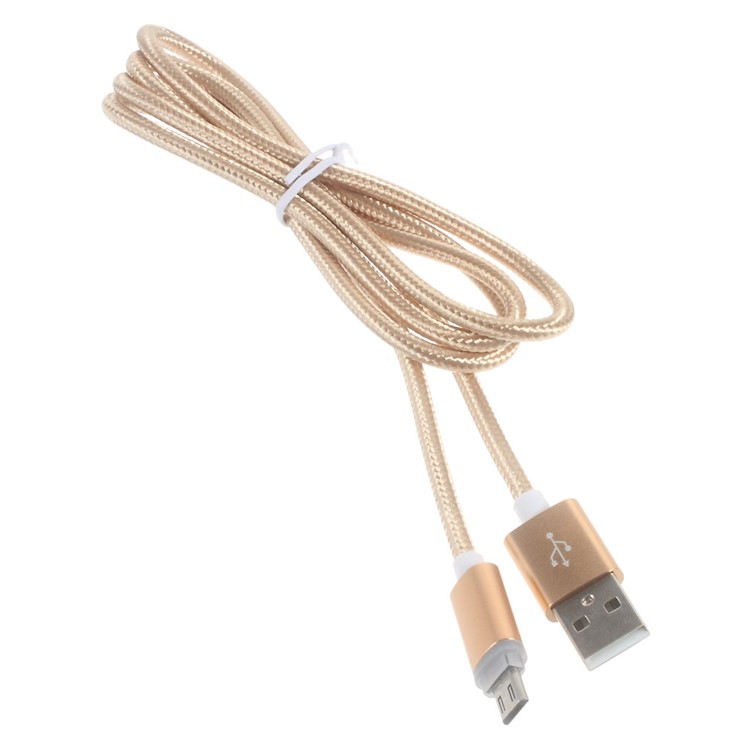 1M LED Light Braided Micro USB Charging Data Cable for Samsung LG Huawei - Gold Color-2