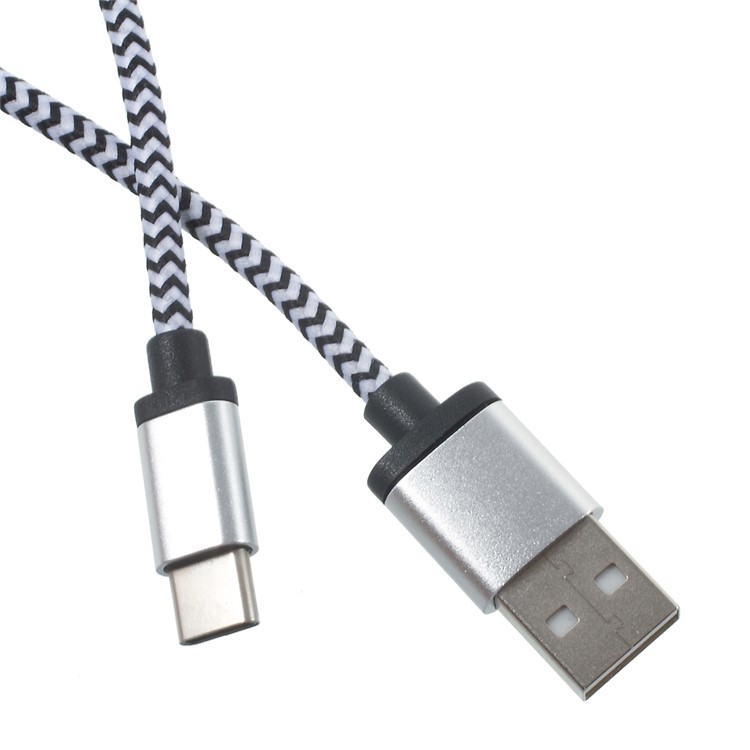 Dual-color Woven USB Type-C Charge Sync Cable for Xiaomi Mi 5/New Macbook - Black-2