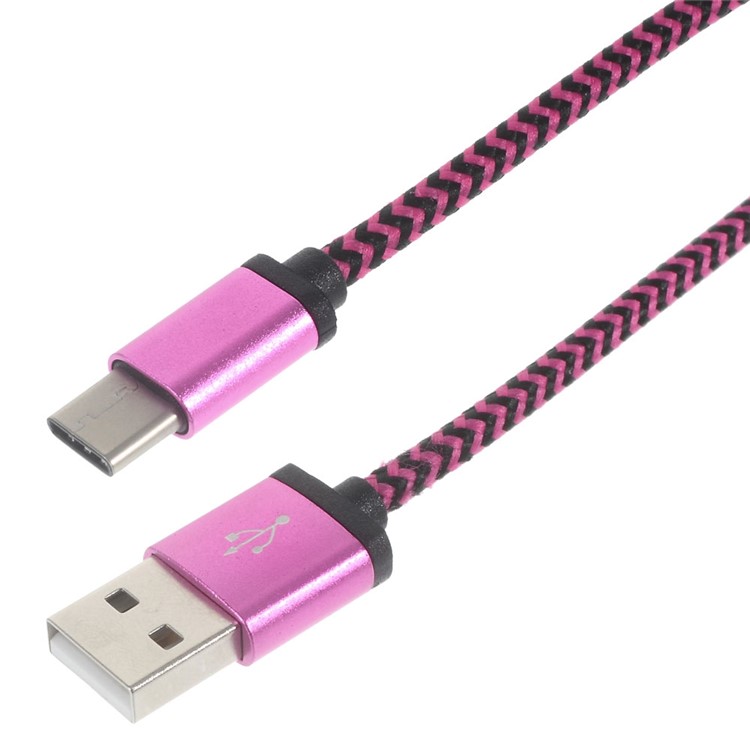 Dual-color Woven USB Type-C Charge Sync Cable for Xiaomi Mi 5/New Macbook - Rose -1