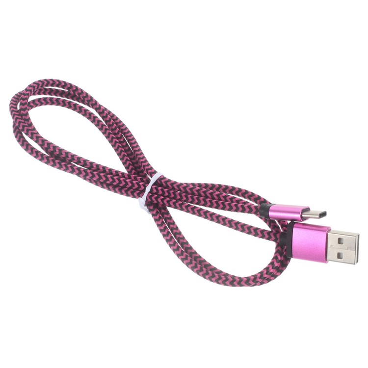 Dual-color Woven USB Type-C Charge Sync Cable for Xiaomi Mi 5/New Macbook - Rose -2