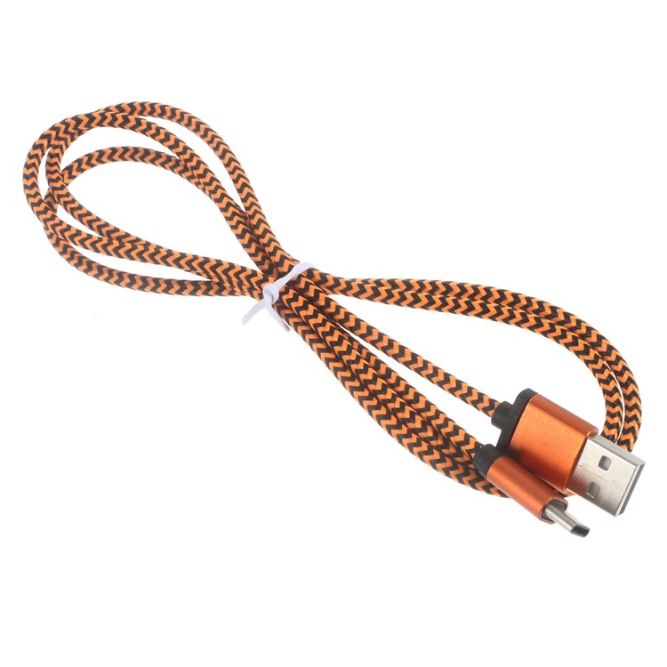 Dual-color Woven USB Type-C Charge Sync Cable for Xiaomi Mi 5/New Macbook - Orange-2