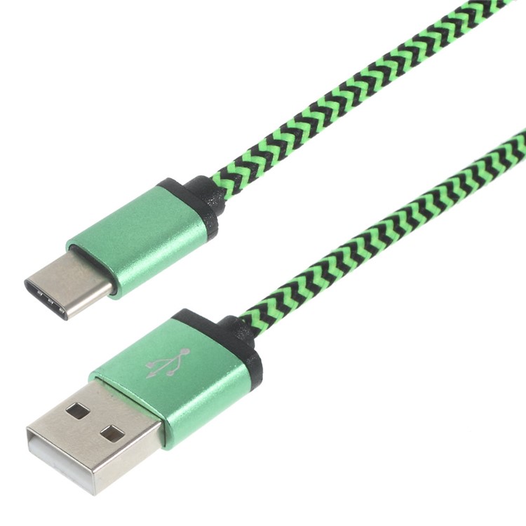 Cable de sincronización de carga de tipo dual-color USB de doble color para Xiaomi Mi 5 / Nuevo Macbook - Verde-1