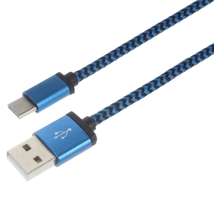 Dual-color Woven USB Type-C Charge Sync Cable for Xiaomi Mi 5/New Macbook - Blue-1