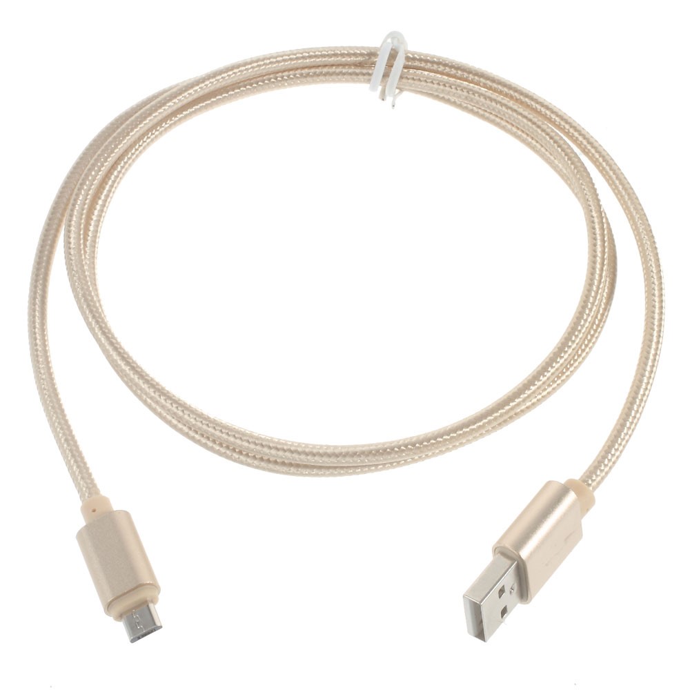 2m Woven Micro USB Data Sync Charge Cable for Samsung LG HTC Huawei etc - Gold Color-2