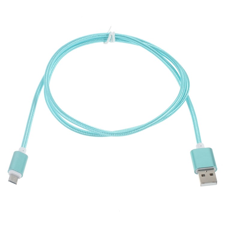 2m Woven Micro USB Data Sync Charge Cable for Samsung LG HTC Huawei etc - Cyan-2