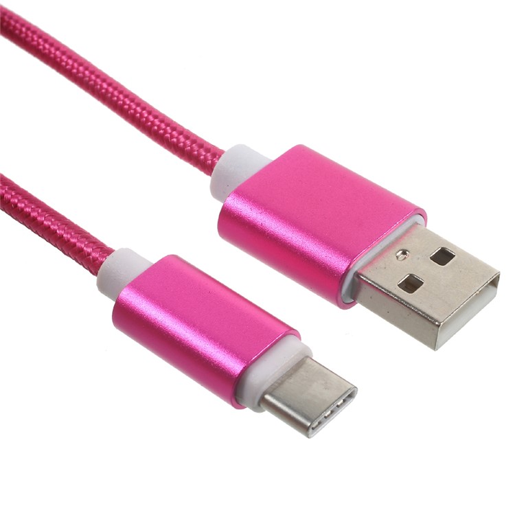 1.5M Woven Pattern USB Type-C to USB 2.0 Data Sync Cable for OnePlus 2 / Xiaomi Mi 5 - Rose-2