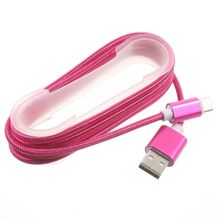 1.5M Woven Pattern USB Type-C to USB 2.0 Data Sync Cable for OnePlus 2 / Xiaomi Mi 5 - Rose-3