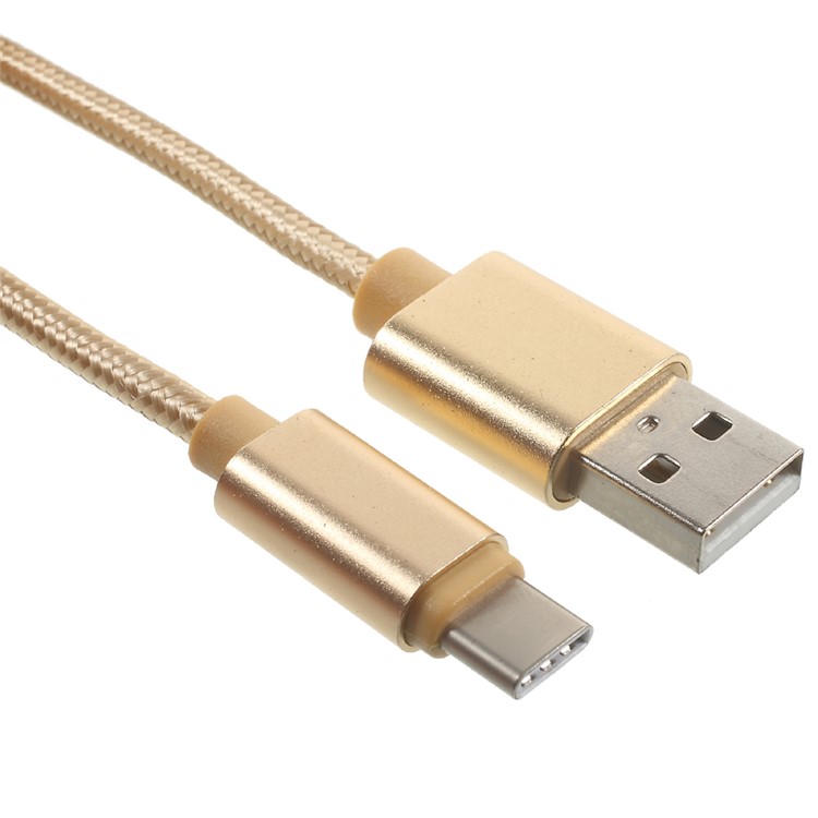 1.5M Woven Pattern USB Type-C to USB 2.0 Data Sync Cable for OnePlus 2 / Xiaomi Mi 5 - Gold Color-2