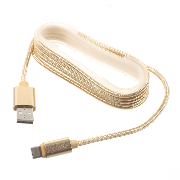 1.5M Woven Pattern USB Type-C to USB 2.0 Data Sync Cable for OnePlus 2 / Xiaomi Mi 5 - Gold Color-3