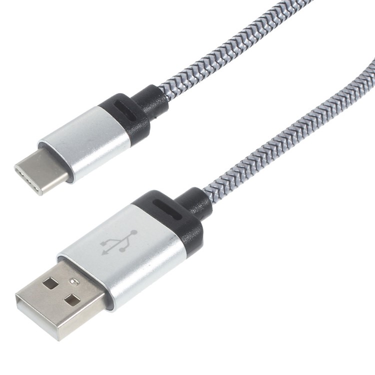 Woven USB Type-C Charge Sync Cable for Xiaomi Mi 5/New Macbook - Grey-1