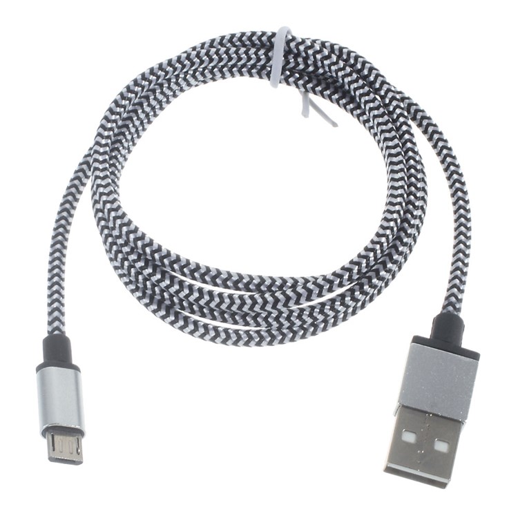 Woven Micro USB Data Sync Charge Cable for Samsung HTC LG Sony - White-2