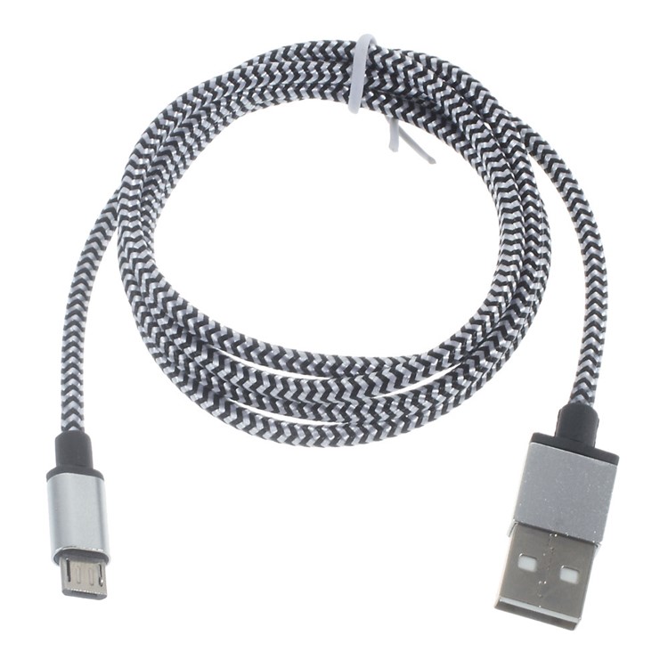 Плетенный Кабель Синхронизации Данных Micro USB Для Samsung HTC LG Sony - Белый