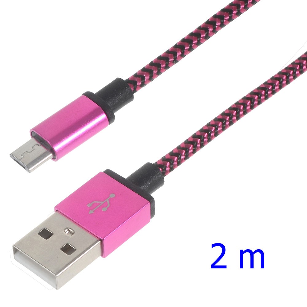 Woven Micro USB Data Sync Charge Cable for Samsung HTC LG Sony - Rose-1