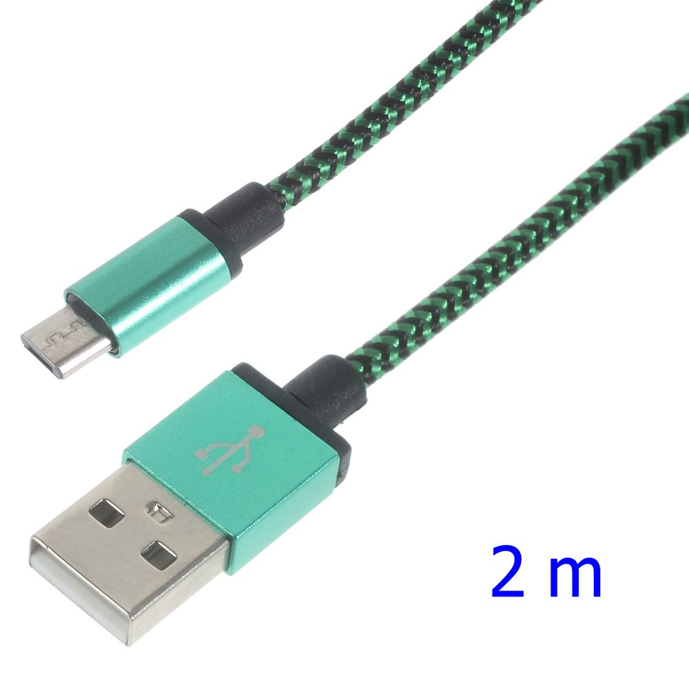 Woven Micro USB Data Sync Charge Cable for Samsung HTC LG Sony - Green-1