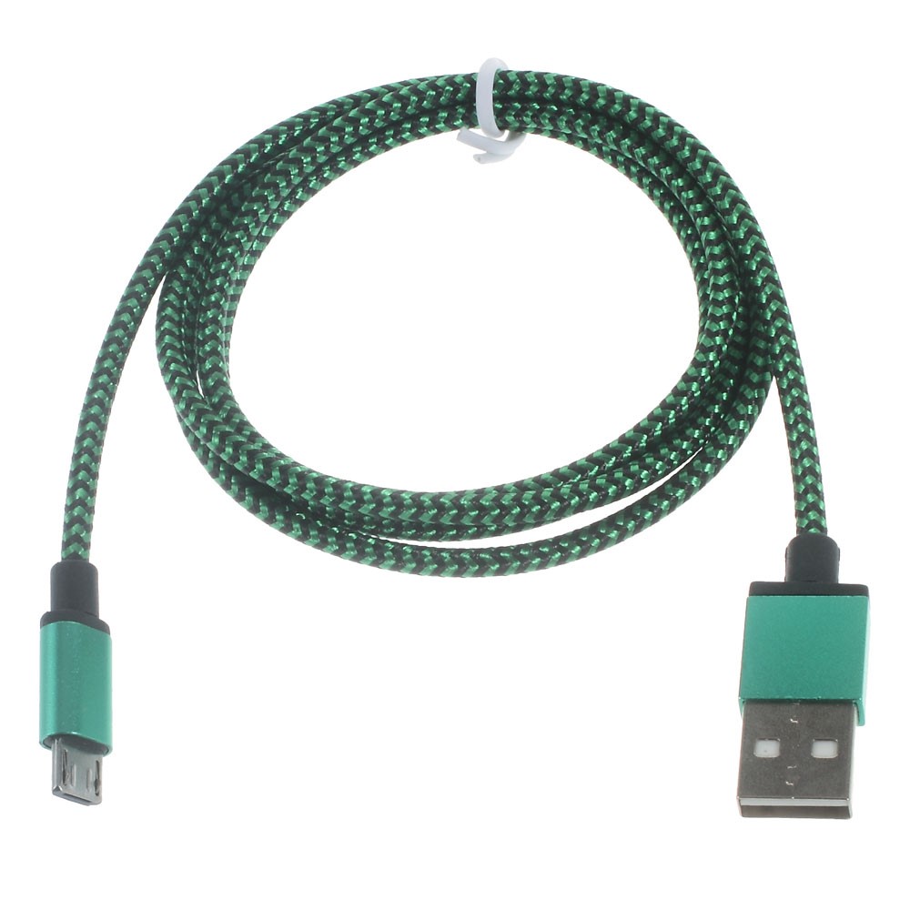 Woven Micro USB Data Sync Charge Cable for Samsung HTC LG Sony - Green-2