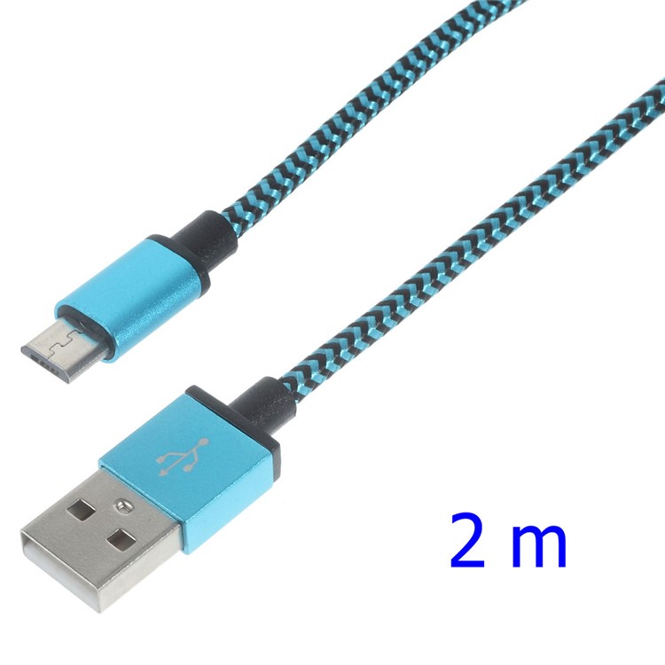Woven Micro USB Data Sync Charge Cable for Samsung HTC LG Sony - Blue-1